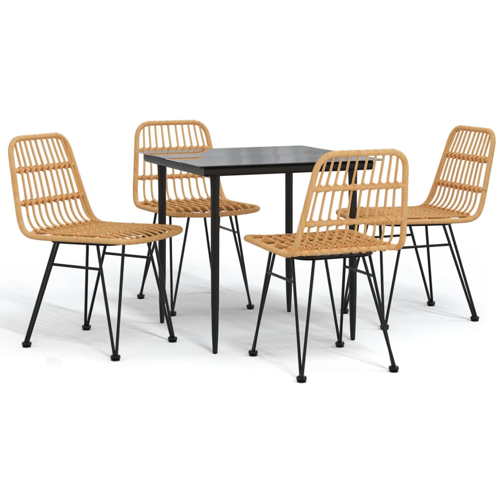 5 Piece Patio Dining Set Poly Rattan
