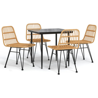 5 Piece Patio Dining Set Poly Rattan