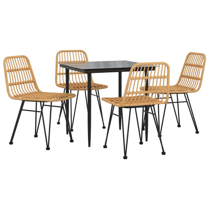 5 Piece Patio Dining Set Poly Rattan