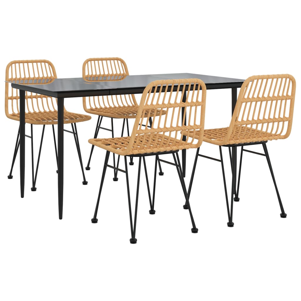 5 Piece Patio Dining Set Poly Rattan