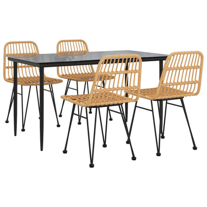 5 Piece Patio Dining Set Poly Rattan