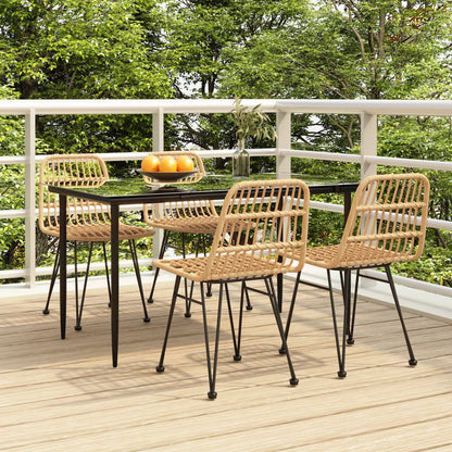 5 Piece Patio Dining Set Poly Rattan