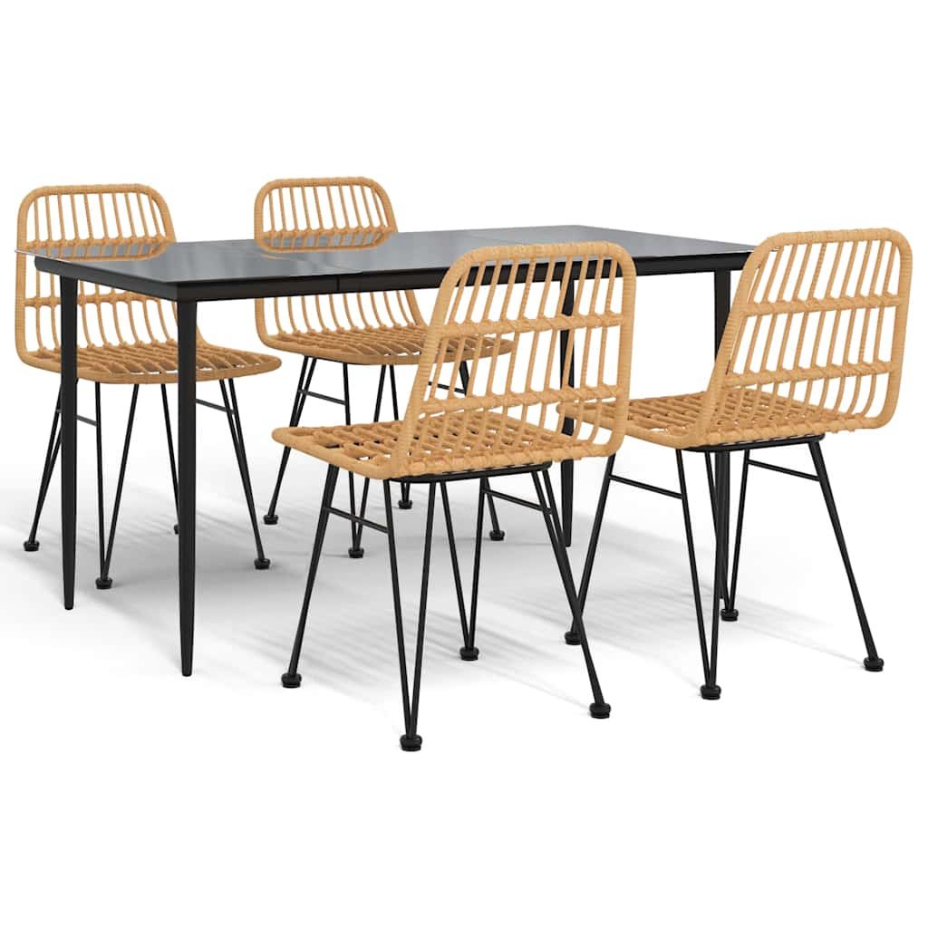 5 Piece Garden Dining Set Poly Rattan