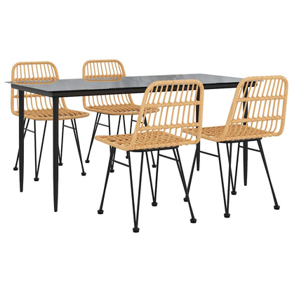 5 Piece Garden Dining Set Poly Rattan