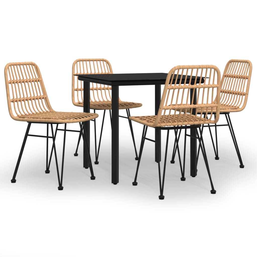 5 Piece Patio Dining Set Poly Rattan