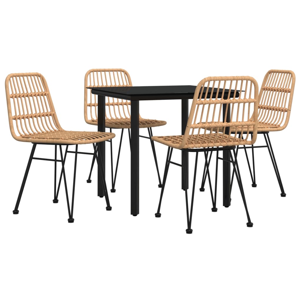 5 Piece Patio Dining Set Poly Rattan