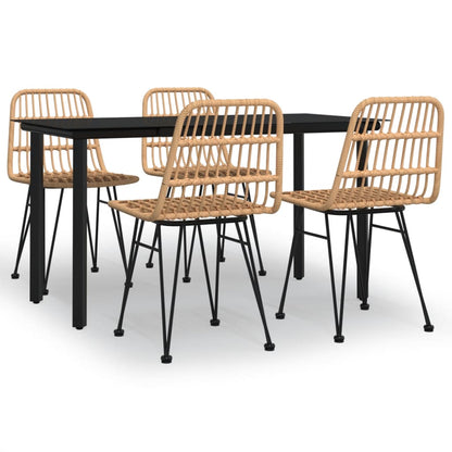 5 Piece Patio Dining Set Poly Rattan