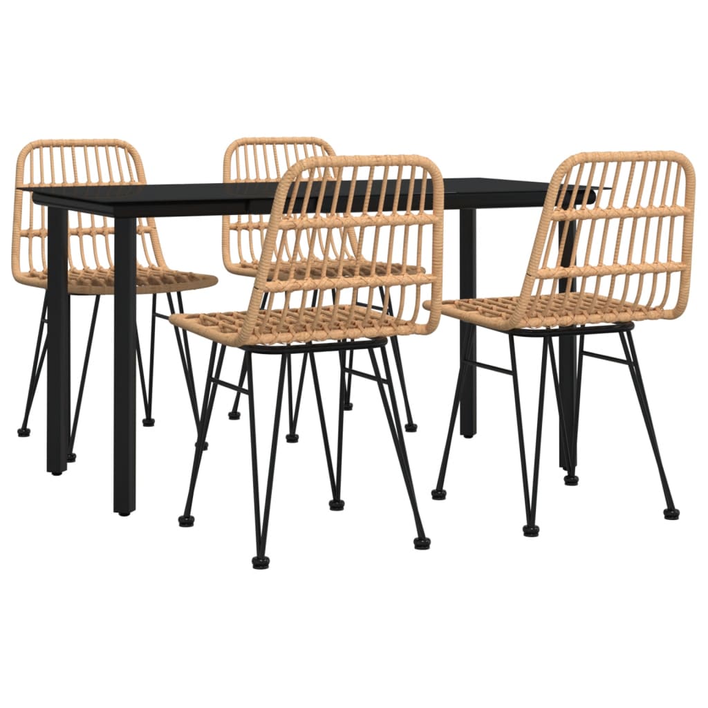 5 Piece Patio Dining Set Poly Rattan