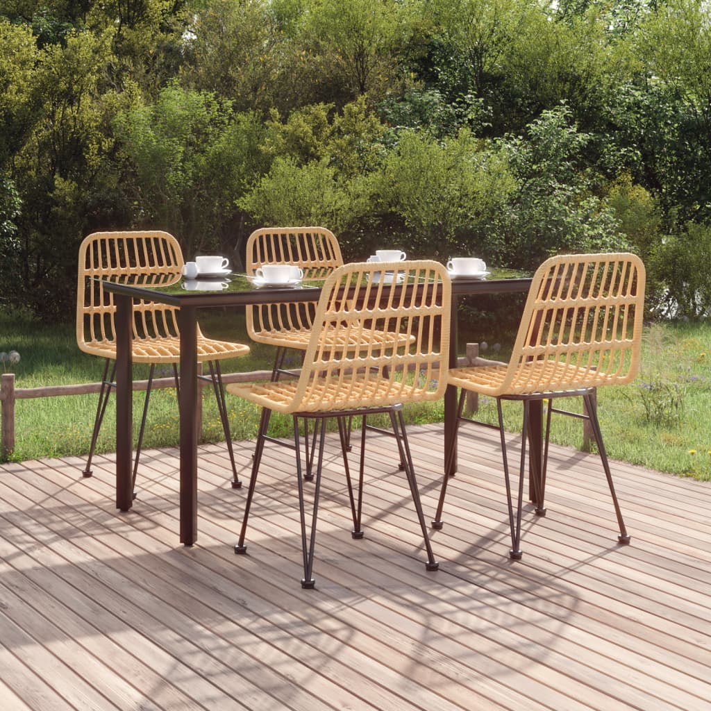 5 Piece Patio Dining Set Poly Rattan