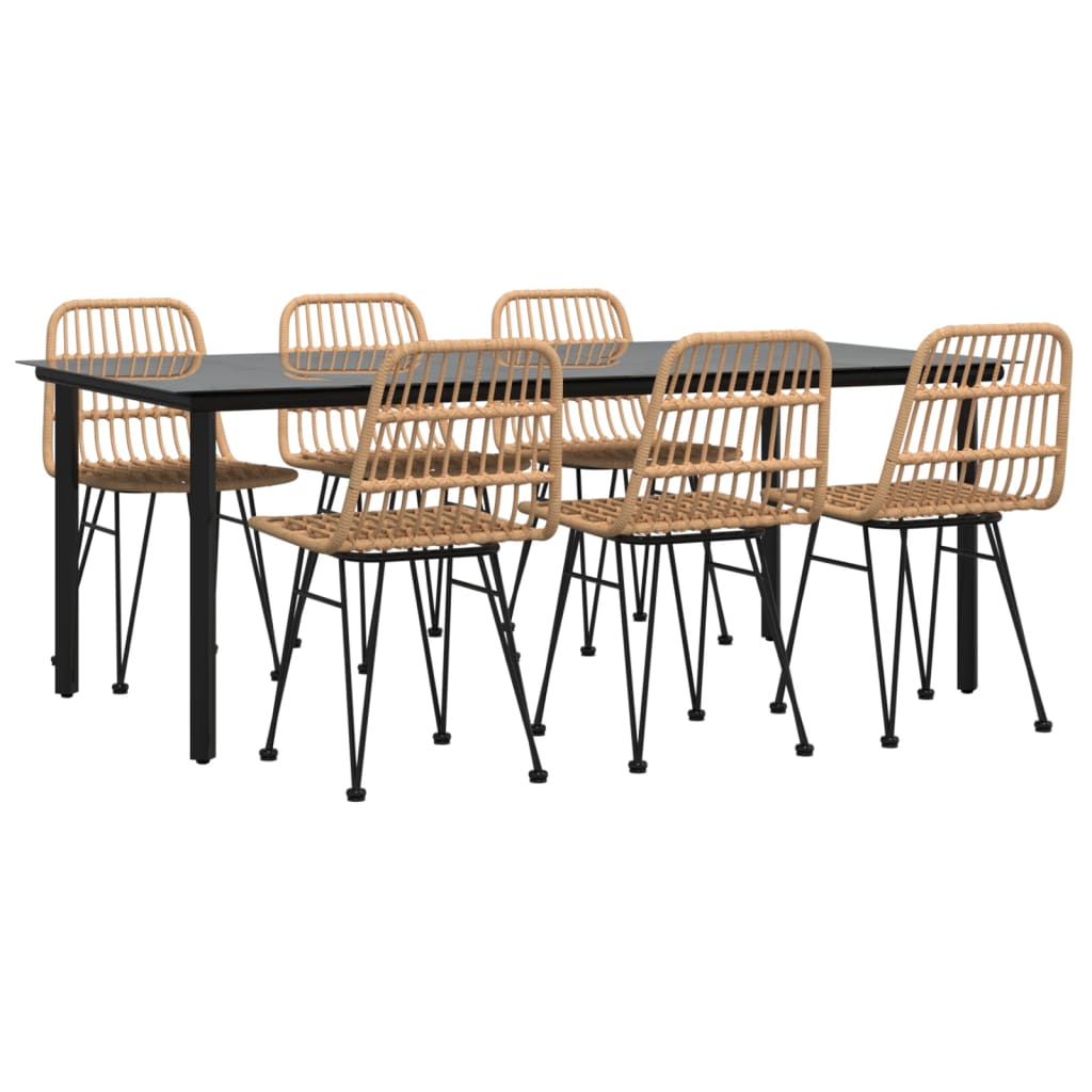 7 Piece Garden Dining Set Poly Rattan