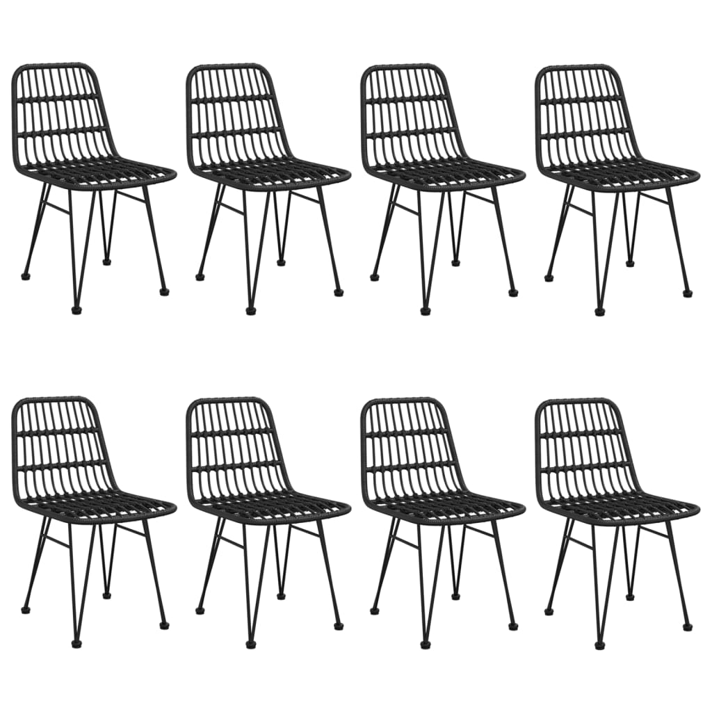9 Piece Garden Dining Set Black Poly Rattan