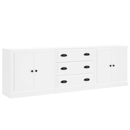 Sideboards 3 pcs White Engineered Wood