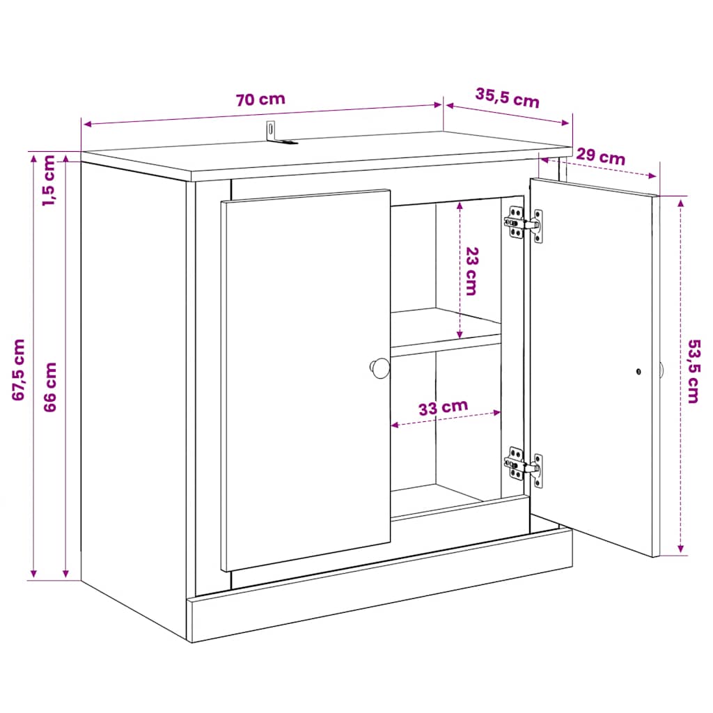 Sideboards 3 pcs White Engineered Wood