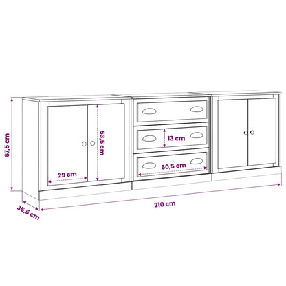 Sideboards 3 pcs Concrete Grey Engineered Wood