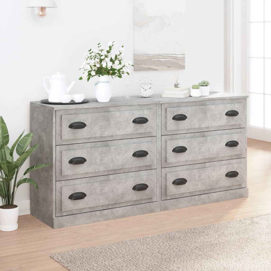 Sideboard | Set of 2 | Concrete grey | Engineered wood | Medium