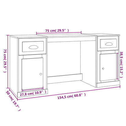 Desk with Cabinet Sonoma Oak Engineered Wood