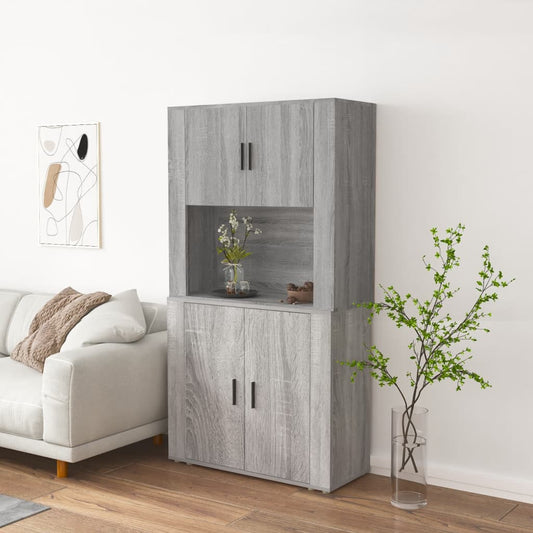 Highboard | Grey sonoma | Engineered wood | Medium | Highboard
