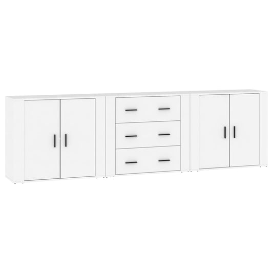 Sideboards 3 pcs White Engineered Wood