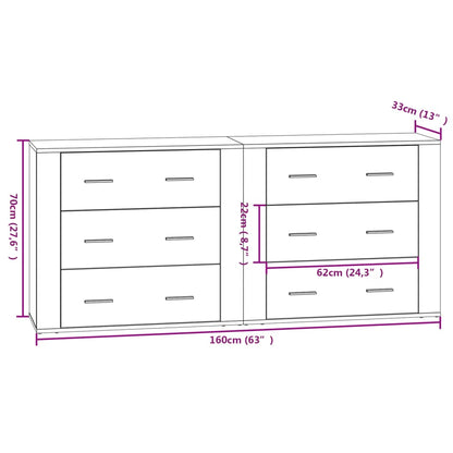 Sideboards 2 pcs Concrete Grey Engineered Wood