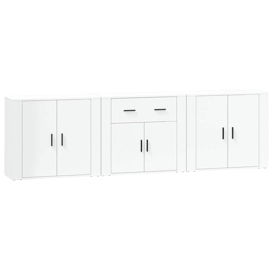 Sideboards 3 pcs White Engineered Wood