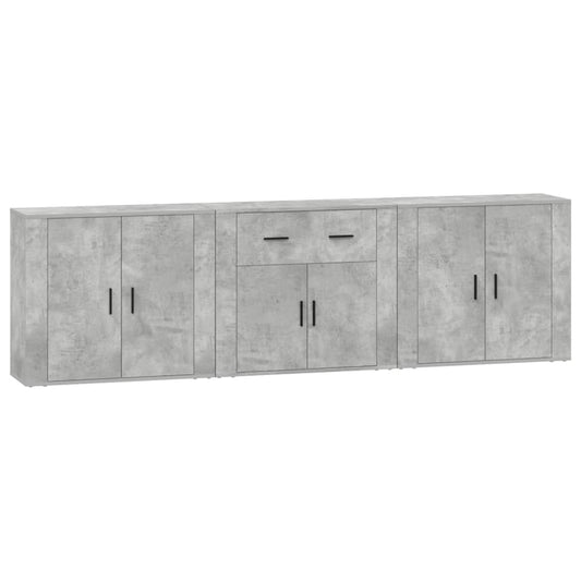 Sideboards 3 pcs Concrete Grey Engineered Wood