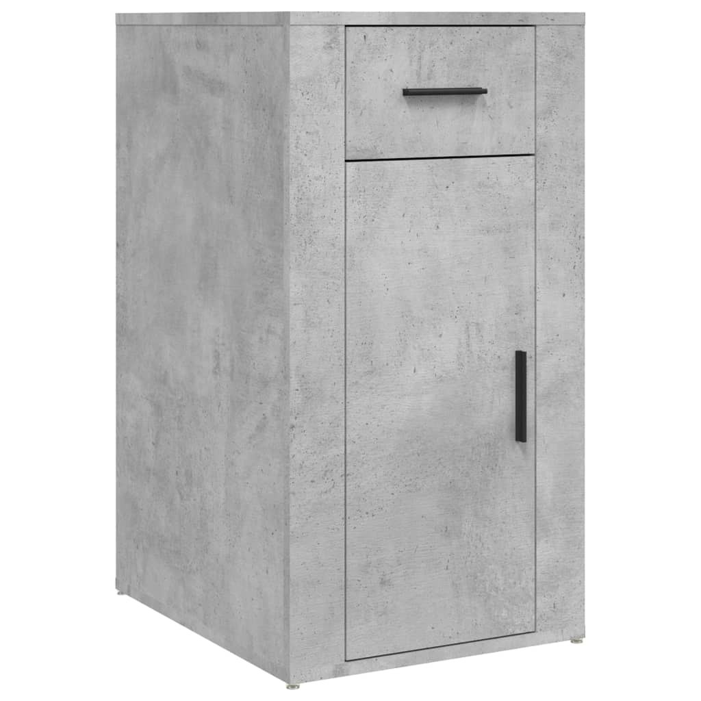 Desk with Cabinet Concrete Grey Engineered Wood