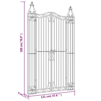 Garden Gate Black 47.6"x3.1"x70.9" Wrought Iron