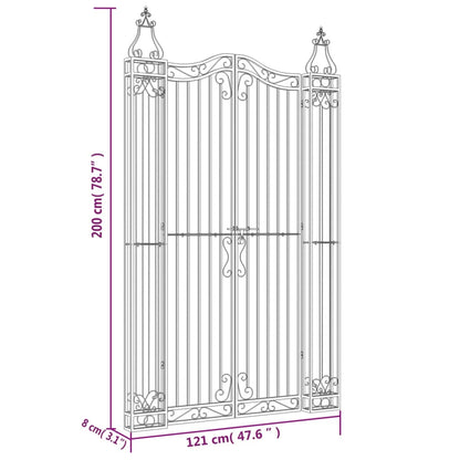 Garden Gate Black 47.6"x3.1"x78.7" Wrought Iron