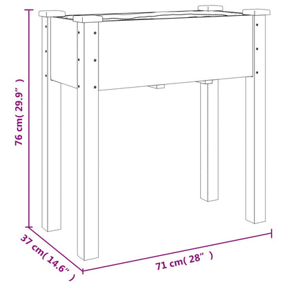Planter with Liner Grey 71x37x76 cm Solid Wood Fir