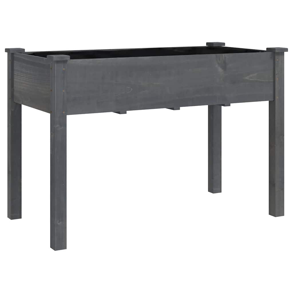 Planter with Liner Grey 118x59x76 cm Solid Wood Fir