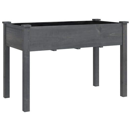 Planter with Liner Grey 118x59x76 cm Solid Wood Fir