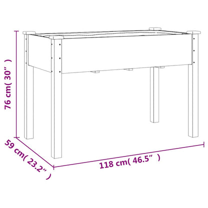 Planter with Liner Grey 118x59x76 cm Solid Wood Fir