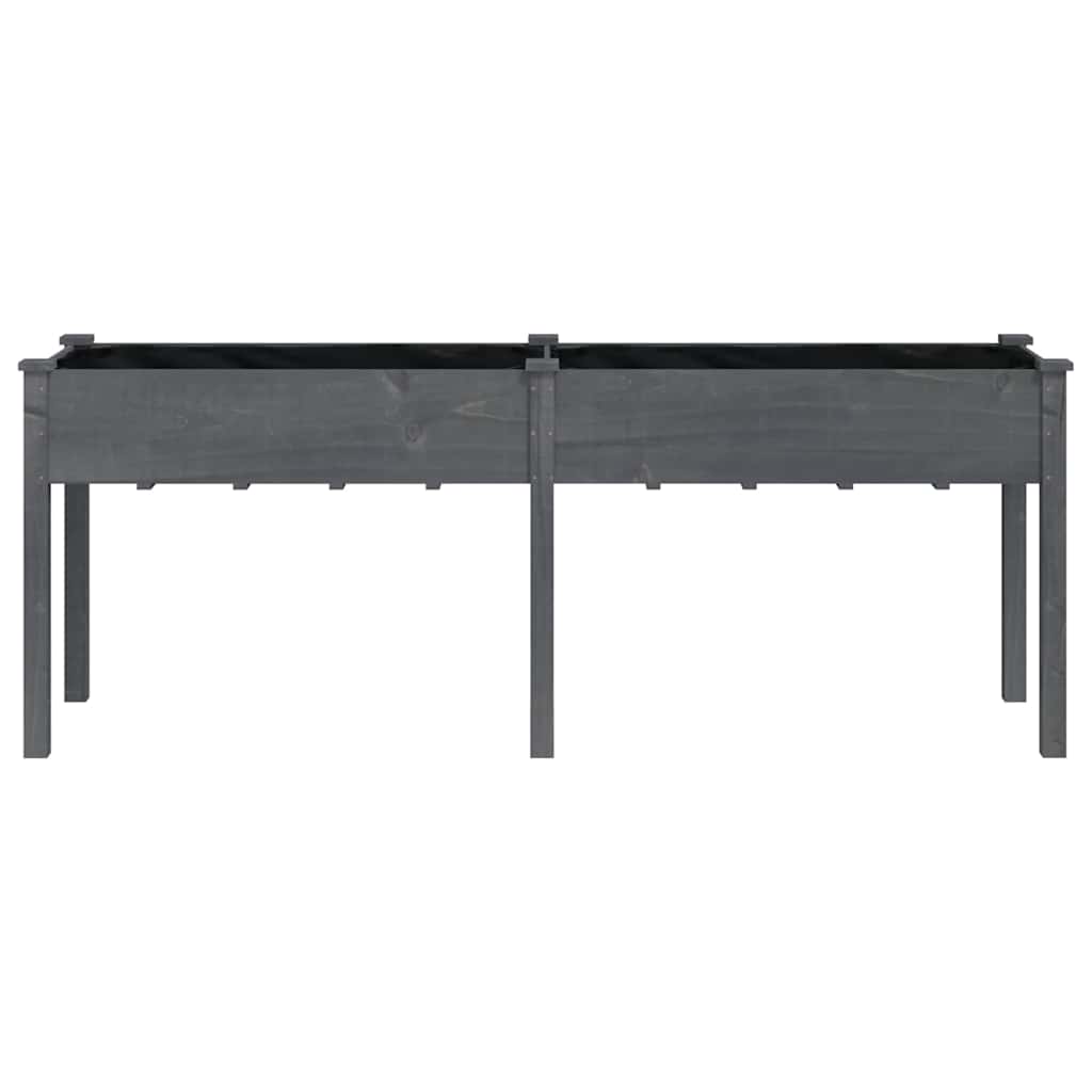 Planter with Liner Grey 203x53x76 cm Solid Wood Fir