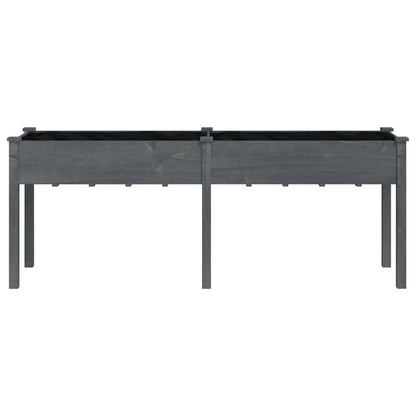 Planter with Liner Grey 203x53x76 cm Solid Wood Fir