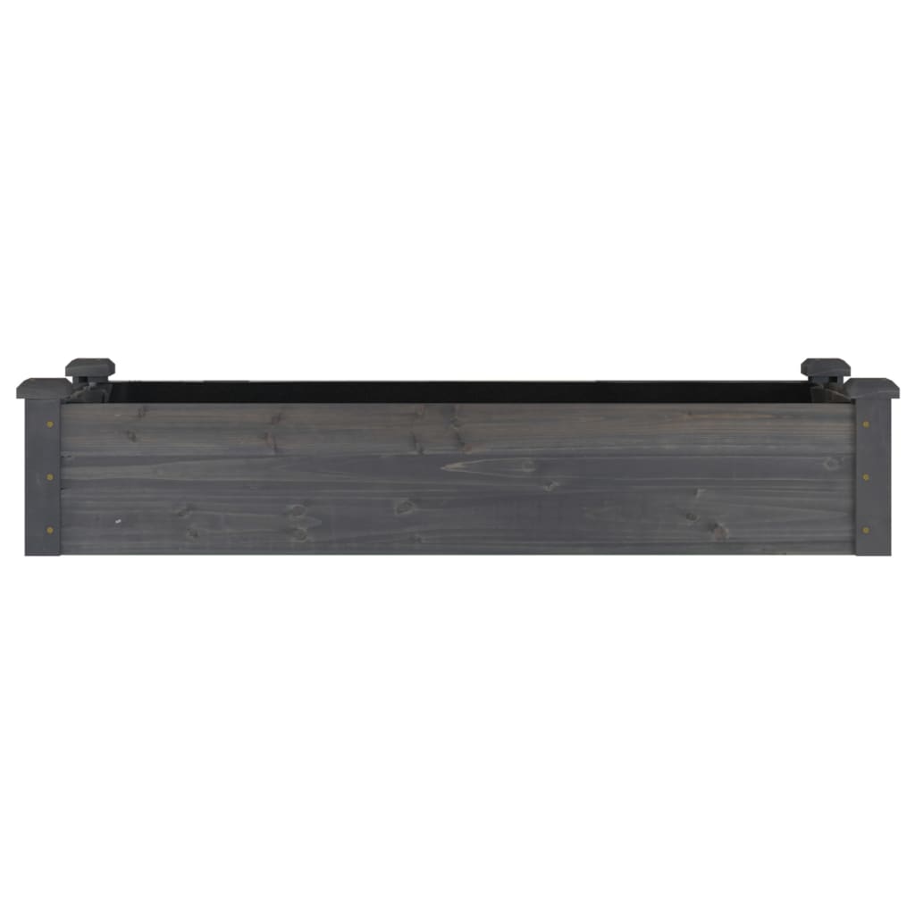 Garden Raised Bed with Liner Grey 120x45x25 cm Solid Wood Fir