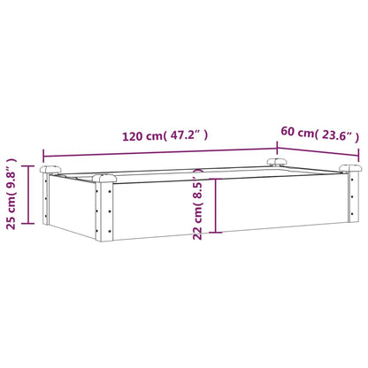 Garden Raised Bed with Liner Brown 120x60x25 cm Solid Wood Fir