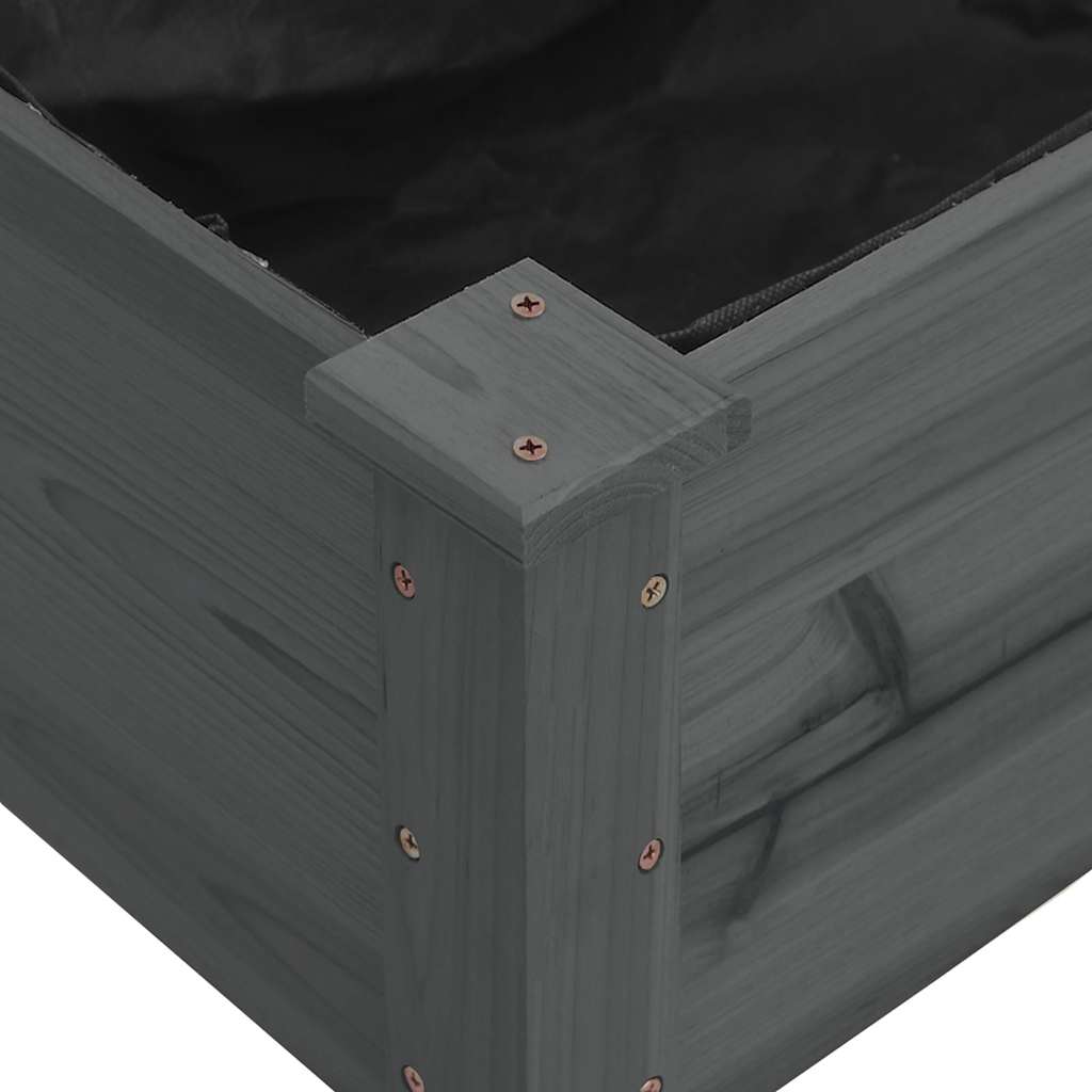Garden Raised Bed with Liner Grey 120x120x25 cm Solid Wood Fir
