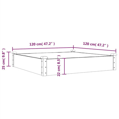 Garden Raised Bed with Liner Grey 120x120x25 cm Solid Wood Fir