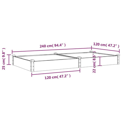 Garden Raised Bed with Liner Brown 240x120x25 cm Solid Wood Fir