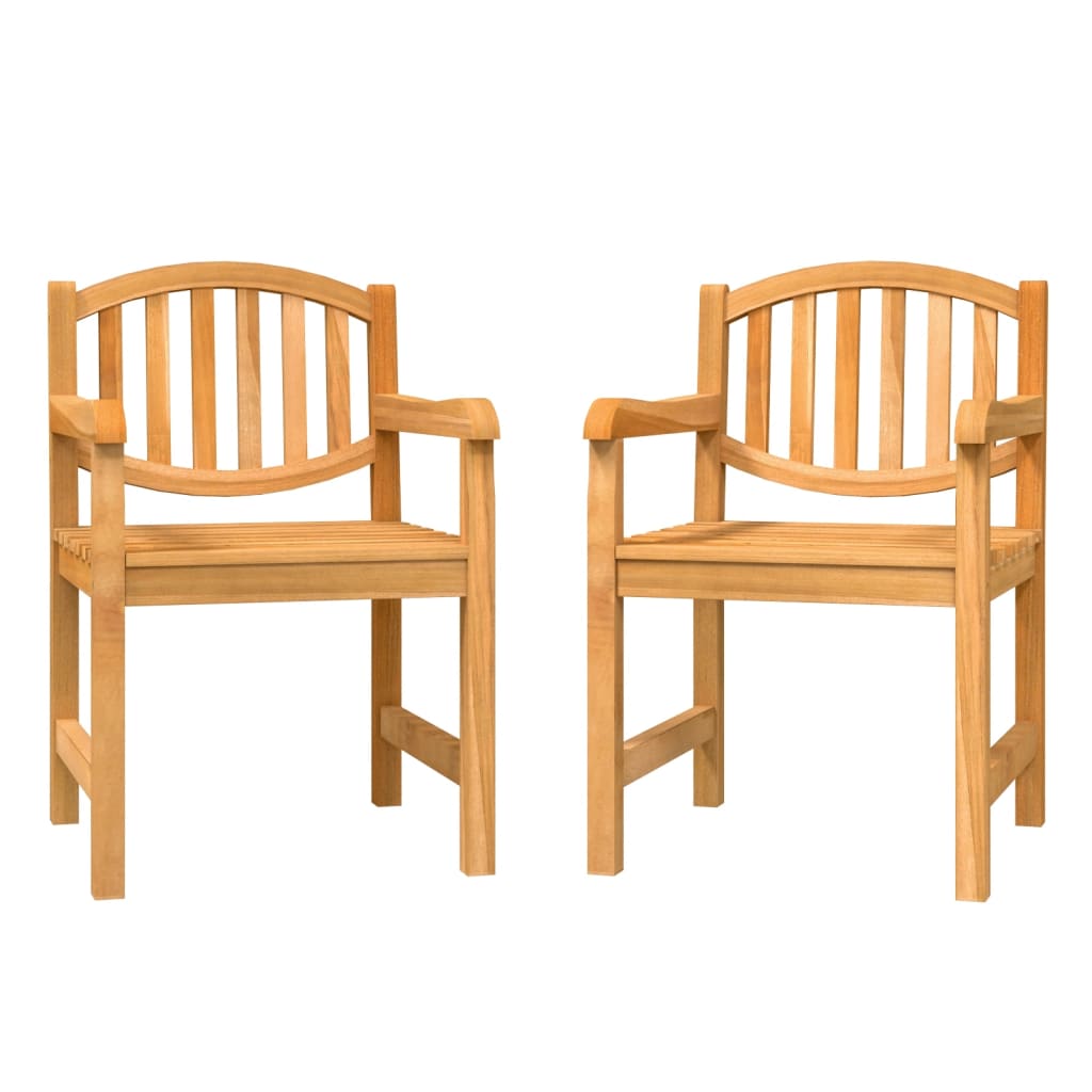 Garden Chair | Set of 2 | Natural Teak | Solid Teak Wood | Standard
