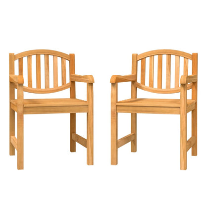 Garden Chair | Set of 2 | Natural Teak | Solid Teak Wood | Standard