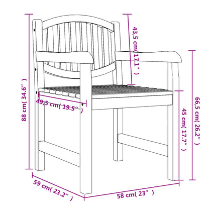 Garden Chair | Set of 2 | Natural Teak | Solid Teak Wood | Standard