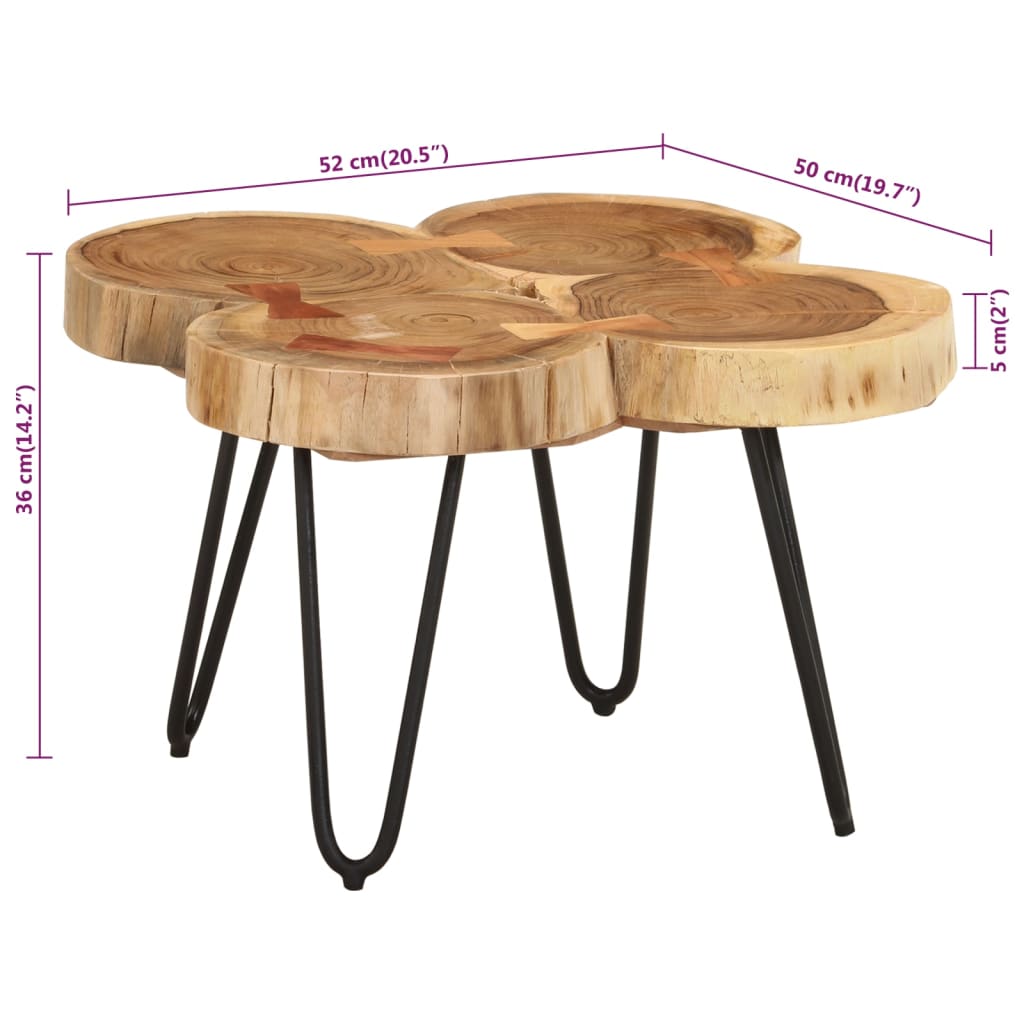 Coffee Table 14.2" 4 Trunks Solid Wood Acacia