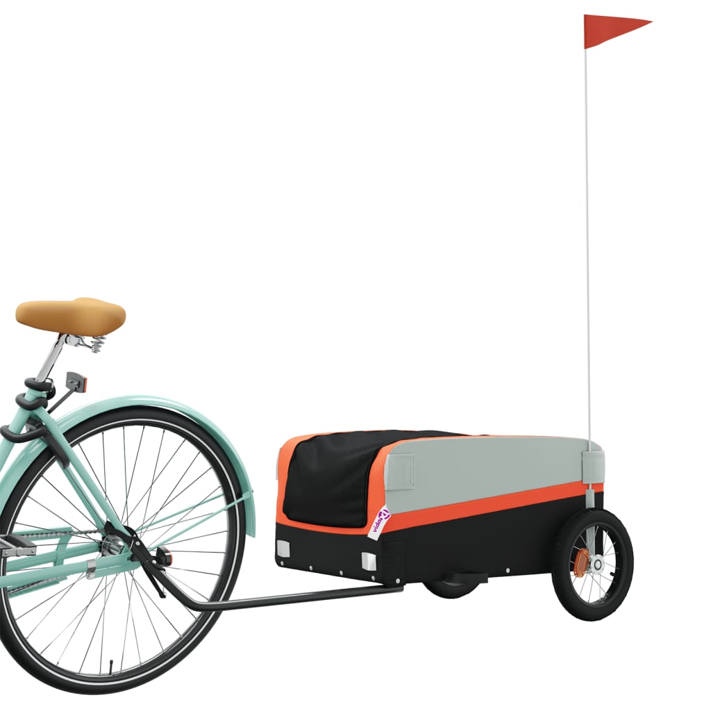 Bike Trailer Black and Orange 30 kg Iron