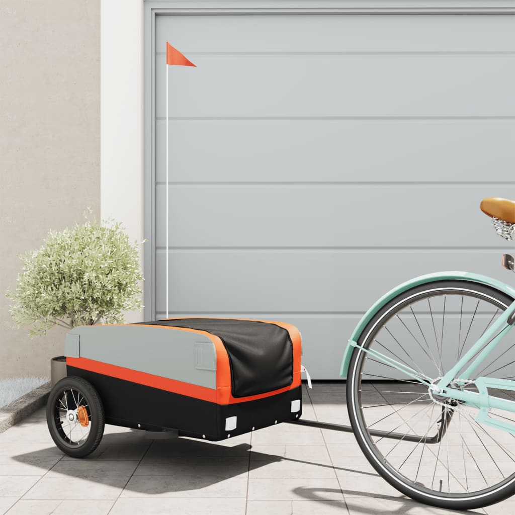 Bike Trailer Black and Orange 30 kg Iron