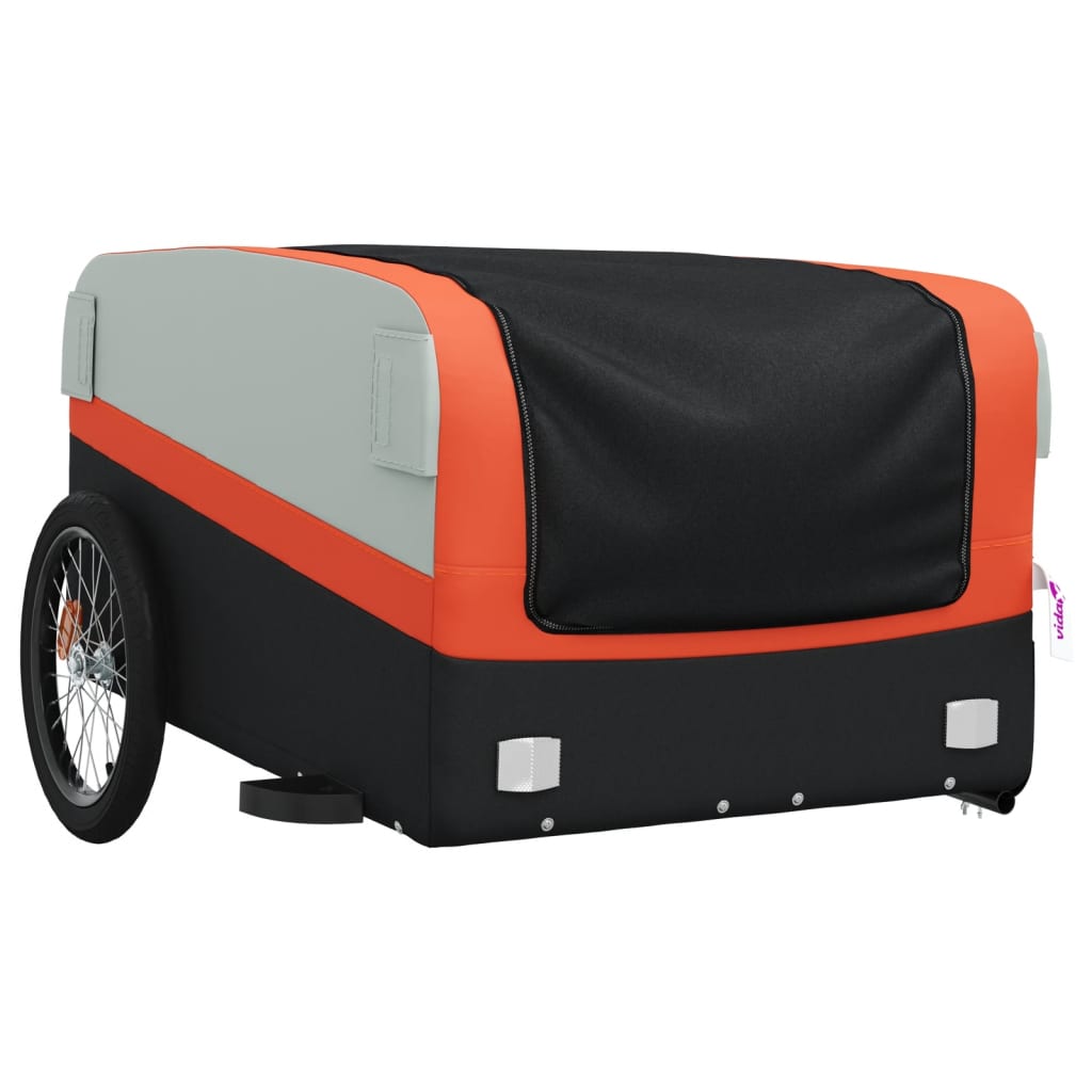 Bike Trailer Black and Orange 45 kg Iron