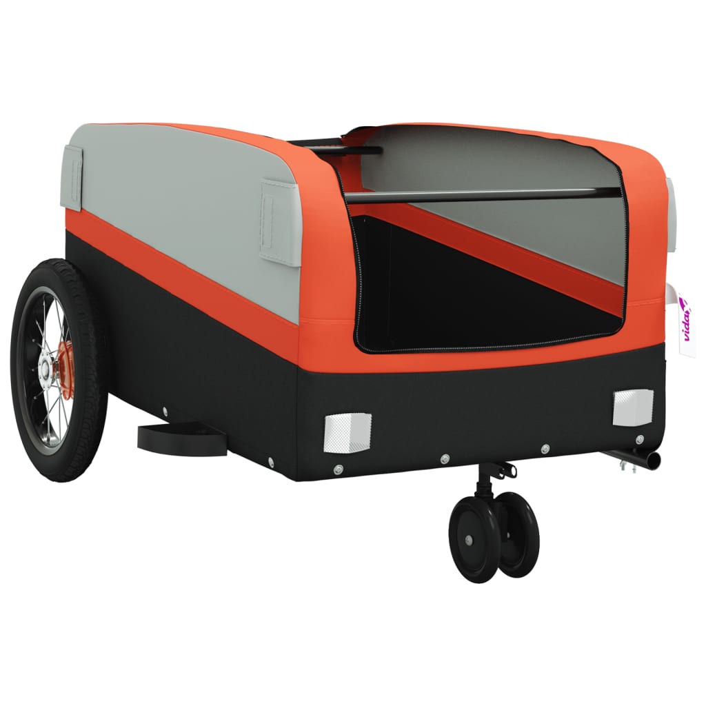 Bike Trailer Black and Orange 30 kg Iron