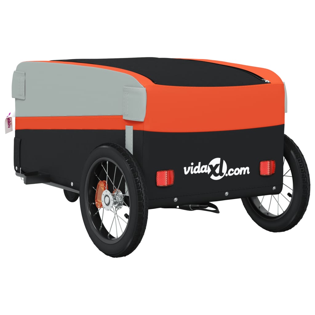 Bike Trailer Black and Orange 30 kg Iron