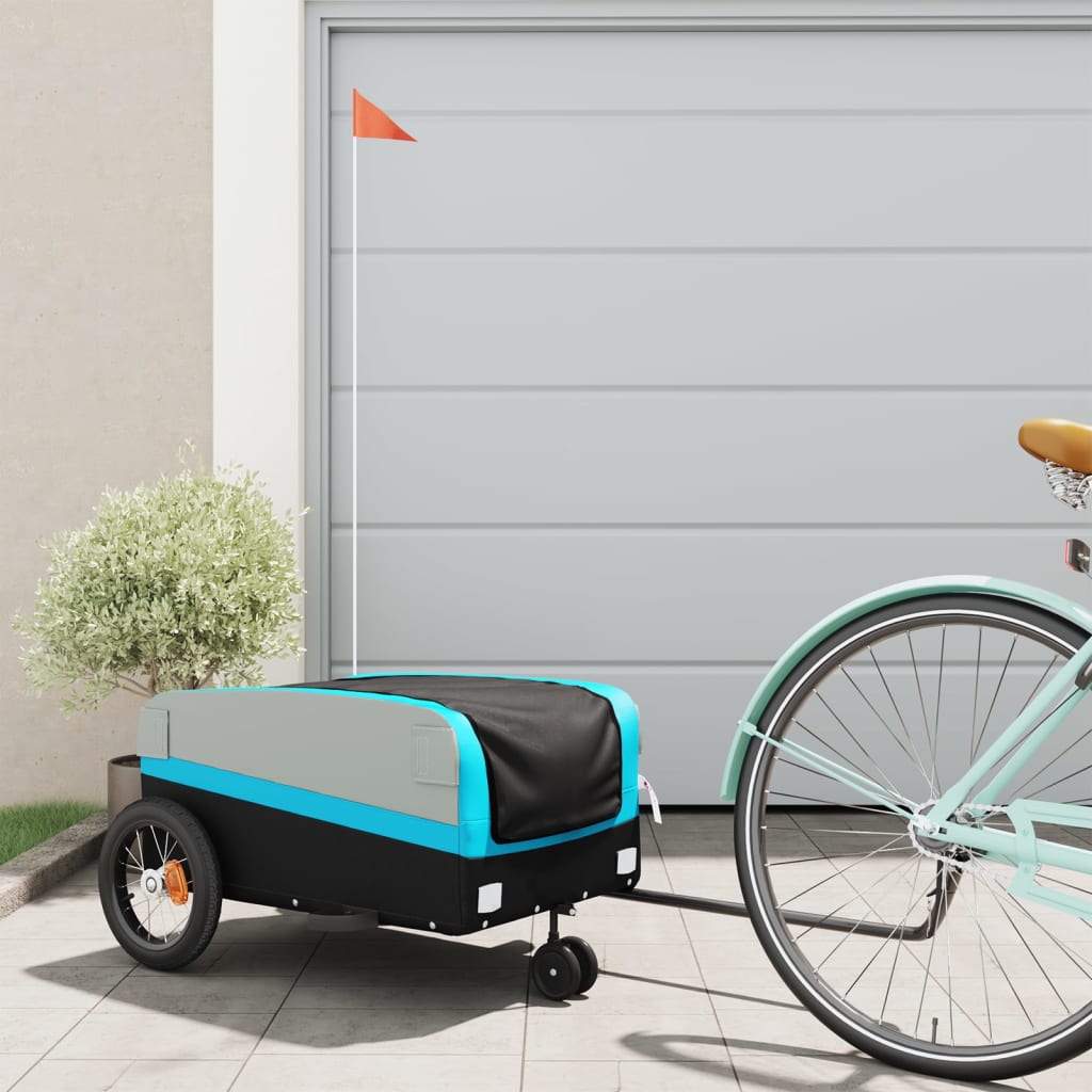 Bike Trailer Black and Blue 30 kg Iron