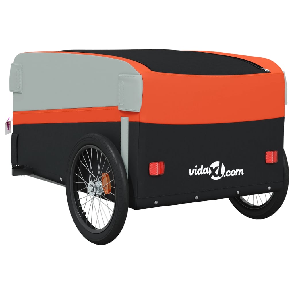 Bike Trailer Black and Orange 45 kg Iron